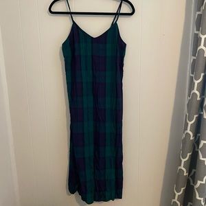 Old navy blue and green plaid slip dress